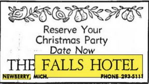 Falls Hotel (Newberry Hotel) - Nov 22 1972 Ad (newer photo)